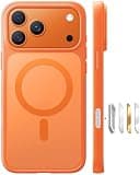 TORRAS Magnetic Shockproof for iPhone 17 Pro Case, Camera Control, Fit for MagSafe, Military-Grade Protection, Translucent Slim Case for iPhone 17 Pro Phone Case Anti-Fingerprint, Cosmic Orange
