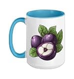 Mangosteen With Leaves Ceramic Mug, Blue/White, 15oz