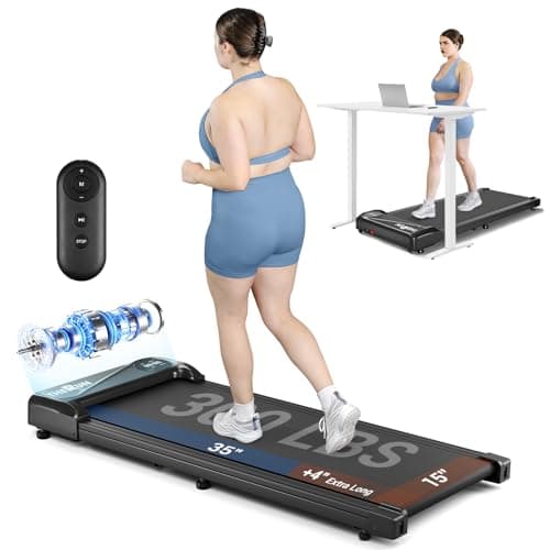 THERUN Walking Pad with Longer Running Belt, 2.5HP Portable Mini Treadmills for Home/Office, Walking Jogging Machine with 300 lbs Weight Capacity Remote Control LED Display