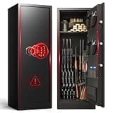 51.96" Gun Safe, Rifle Safe with Electronic to Quick Access, Gun Cabinet with Silent & Alarm Mode, Gun Safe for Rifles with Adjustable Shelves, Gun Cabinets for Rifles and Shotguns with Easy Assembly