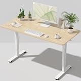 Veken 55 Inch Large Electric Standing Desk, 4 Memory Heights Adjustable,Sit to Stand Up, Work Home Office Computer Table for Study, Walking Pad, Writing, and Games, Wooden Desktop Desks, Nature Wood