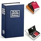 Book Shaped Security Lock Box with Combination Lock, Creative Book Safe Lock Box for Cash, Passport, Phone & Jewelry, Diversion Safe Hidden Storage for Home, Office, Dorm Room & Travel (Blue,S)