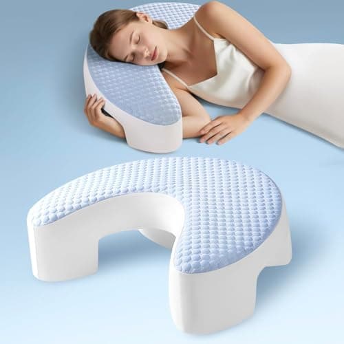 Baigee Side Sleeper Pillow for Adults with Arm Hole – Pillow for Side Sleepers to Improve Breathing, Relieve Neck, Shoulder and Knee Pain, Reduce Facial Compression (Blue, 17"X21.4")
