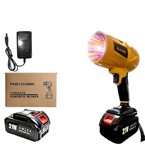Guiqiqi Cordless Blower, 21V Lithium-Ion, 50000RPM, for Car Drying, Snow Dust, Fall Leaves, Battery and Charger Included (10-Cell Lithium Battery Pack*1)