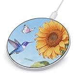 Hummingbirds Sunflower Butterfly Wireless Charger Magnetic Phone Induction Charger 10w Fast Wireless Charging Station Compatible with iPhone 17 16 15 14 13 12 Pro Max Samsung Galaxy S25 S24 S23