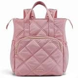 mommore Quilted Diaper Bag Backpack, Small Baby Bags, Lightweight Mini Diaper Backpack for Travel, with Insulated Pockets, Changing Pad (Pink)
