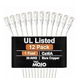 Tecmojo UL Listed Ultra-Slim Cat6a 1ft Ethernet Cable, 30AWG 100% Pure Copper, 10Gbps 500MHz Network Cable for Router, Modem, Xbox, Laptop, Servers, 12-Pack, White