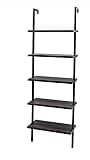 5-Shelf Wood Ladder Bookcase with Metal Frame Industrial 5-Tier Modern Ladder Shelf