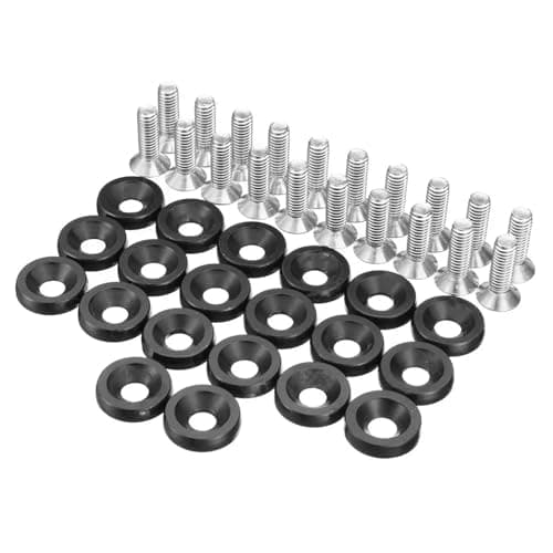 20pcs M6x15mm CNC Aluminum Car Styling Universal Bumper Stickers Password for Fender Washer Bolt Engine Bay Dress Up Kit(Black)