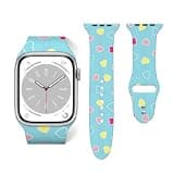 Compatible with Apple Watch 38mm 40mm Soft Pink Mint Green Heart Silicone Sport Band Straps for Women Man