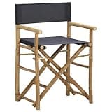 DXKDUSOKJ Folding Director's Chairs 2 Pcs Dark Gray Bamboo Fabric Seat and Backrest Outdoor Patio Garden Chair