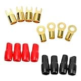 BCOWPV 4 Pairs Car Spade Terminals Connectors, 4 Gauge U Type Vehicle Strip Terminal Spade Fork Adapters Plugs, Auto Crimp Barrier Adapters Connectors, Universal Fit