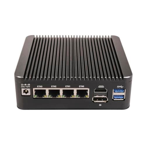 ANDAQI Micro Firewall Appliance, Mini PC, OPNsense, VPN, Router PC, Pentium Gold 4417U, RS34, 4 x 2.5GbE I226-V LAN, HDMI, DP, SIM Slot, Type-C, 16G RAM, 256G SSD