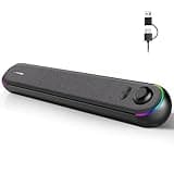 Desktop Computer Speakers, Stereo Soundbar, Bluetooth 5.3, USB/USB-C Power and Audio Transmission, Plug-and-Play, Compatible with PC, Mac, Laptops, Monitors, RGB Lighting, Wired Gaming Speakers