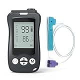 Overnight Pulse Oximeter Handheld, Continuous Pulse Oximeter Medical Grade Accuarcy SpO2 & Pulse Rate Pediatric Blood Oxygen Saturation Monitor Infant with Adjustable Alarms