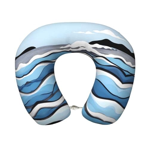 SSYGHT Waves Lapping at The Rocks Print Memory Foam Travel Pillow - Comfortable U-Shape Neck Support for Flights, Road Trips, Office Naps
