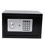 Omquot Small Electronic Home Safe with Digital Keyboard for Valuables and Documents, Compact and Portable for Home Use, Carbon Steel