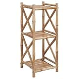 KGFHERENB 3-Tier Bamboo Shelf Square Storage Rack, Multipurpose Floor Organizer Stand for Bathroom and Living Room, Durable Bamboo Display for Plants and Books, 13.8 x 13.8 x 31.9 Inches