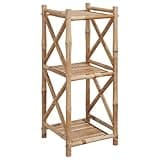 KGFHERENB 3-Tier Bamboo Shelf Square Storage Rack, Multipurpose Floor Organizer Stand for Bathroom and Living Room, Durable Bamboo Display for Plants and Books, 13.8 x 13.8 x 31.9 Inches