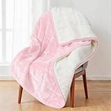 Alomidds Weighted Blanket Queen Size 15lbs 60x80 inches, Sherpa Weighted Blankets for Adults,Fluffy Warm Sherpa & Cozy Soft Flannel Thick Heavy Blanket for All-Season with Glass Beads, Pink