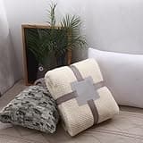 FMIYJUN Throw Blanket Air Conditioning Blanket Thickened Solid Color Warm Comfy Beige for All Season (79×47 Inch)