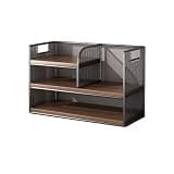 CFGH6FDF Industrial Style Iron Metal Tabletop Bookshelf with Density-Board Open Organizer Shelf Freestanding Book Shelf