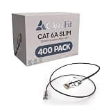 ClearFit Slim 400 Pack- 5 Foot Cat6A Cable, 28 AWG Ethernet Patch, Network, Clear Boot, Cat 6A Internet, Black, 5 Foot, by UNC Group
