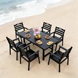 lafengyan HDPE Outdoor Patio Dining Set with Umbrella Hole for Lawn Garden Backyard Poolside Use