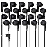 20 Pack Bulk Wired Earbuds, In Ear Headphones with 3.5mm Jack, 4ft Tangle Free Cable, Comfortable Fit, Affordable and Cost Effective, Ideal for School Classroom Testing Students Events Groups, Black