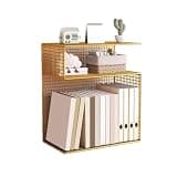 CFGH6FDF Desktop Open Divided Home Bookshelf Iron Office Organizer Rack Freestanding Book Shelf