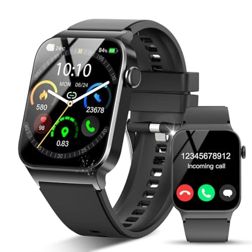 STECEi Smart Watch for Men Women Bluetooth Call, 1.85" HD Screen Smartwatch with Heart Rate/Sleep Monitor, 110+ Sport Modes Activity Trackers IP68 Waterproof, Fitness Watch for Android iOS, Black