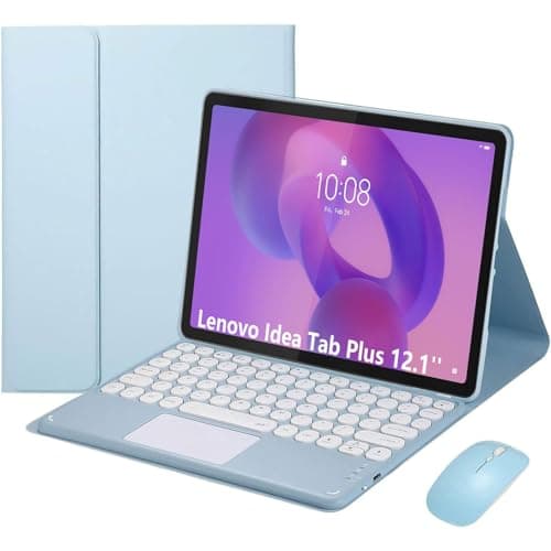 HEKUEUN Keyboard Case for Lenovo Idea Tab Plus 12.1-inch/Tab K12 2025 Model (TB361ZU/TB361FU), Smart Touchpad Detachable Wireless Bluetooth Keyboard Ultra-Thin Folio Cover with Mouse,Blue