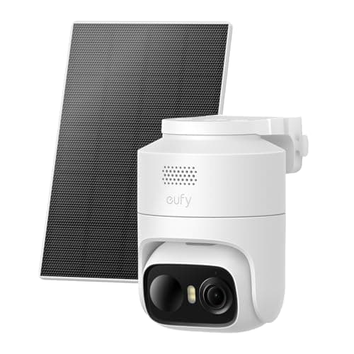 eufy Security eufyCam C37, Security Cameras Wireless Outdoor, 360° Pan & Tilt AI Tracking, 2K Solar Camera, Human/Pet/Vehicle Detection, Flexible Solar Panel, Color Night Vision, No Monthly Fee