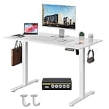 Gamork Electric Standing Desk,40x24 Inches Adjustable Height Stand up Desk, Sit Stand Home Office Desk with Splice Board, 3 Preset Heights,Equipped with Hooks,Ergonomic Computer Desk Workstation,White