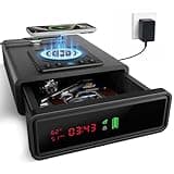 XDeer Biometric Gun Safe for Handgun with Wireless Charging, Quick Access Fingerprint Gun Safes, Bedside Pistol Case, 7/24 Digital Alarm Clock Small safe 1PCS