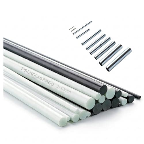 BEYVKIX Fiberglass Garden Stakes 0.5M Length with Stainless Steel Rod Connectors, 6PCS Flexible Fiberglass Rods for Plant Support, Tunnel Hoops, Tent Poles and DIY Crafts,Black,2.5mm