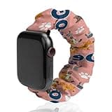 Soft Scrunchie Band Compatible with Apple Watch 38/40/42/44mm Women Men, Comfortable Stretch Animal Pink Cute Dogs Wristband Easy to Clean