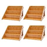 CTYSZZA 4Pcs 4-Tier Cupcake Stand , Wooden Display Stand, Tiered Retail Display Rack Market Craft Fair Display Rack Candle Soap Display Stand for Home Party Store