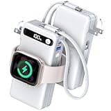Portable Charger with Built-in Cables & Wall Plug, 50% Smaller 10000mAh Power Bank, 22.5W USB C Fast Charging, Travel Essentials Battery Pack for iPhone 17/16/15/14, Apple Watch Ultra/11/10/9/8/SE