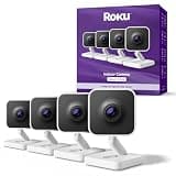 Roku Indoor Camera - Home Security - 4-Pack - Wired Security Camera & Pet Monitor with 1080p HD Color Night Vision, Compatible with Alexa & Google, Motion & Sound Detection, WDR & WiFi 6
