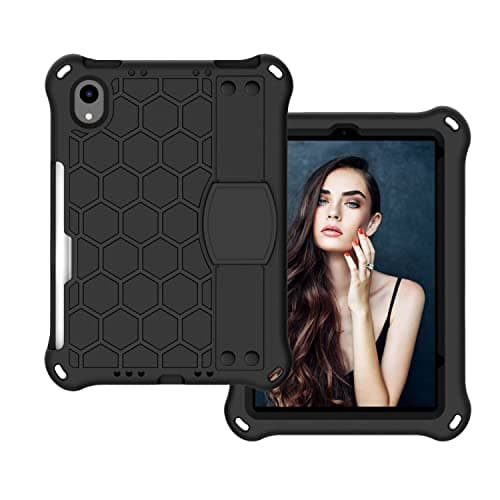 FortisShield for iPad mini 6 Shockproof Tablet EVA Cover with Shoulder Strap and Hand Strap Dropproof Stand Tablet Case(Black)