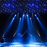 LED Stage Backdrop 19.7×9.5ft, White Blue Galaxy Light Curtain, DMX512&Remote Control, Black Velvet Waterproof Stage Drape for Wedding Party Club
