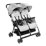 Chicco Ohlalà Twin Double Twin Stroller for 0 Months at 15 kg, Lightweight Reclining and Folding Stroller, Adjustable Leg Rest, Rain Cover and Extendable Silver Cat Hat, Grey