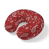 ZRNLTDGHK Neck Pillow Red Paisley Pattern Travel Pillow Memory Foam U Shaped Pillows, White Seamless Floral Art Travel Neck Pillows for Airplane Car Office Home Sleeping Rest