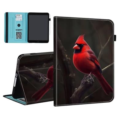 BFUKVOU Case for Samsung Galaxy Tab S11 5G 11 Inch 2025 Model (SM-X730/X736B),Card Slot PU Leather TPU Case Pen Holder Auto Wake Sleep,Red Cardinal Bird