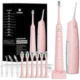 2-1 Oral Clean Kit- Water Dental flosser & Electric Toothbrush Combo- Brushing & Flossing- for Teeth Cleaning and Gum Health (Pink)