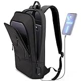 hk Backpack for Men Business Slim Backpack with USB Charger Computer Lightweight Anti-theft Travel Backpacks 15.6 inch Water Resistant Laptop Bag for Work Office College-Black
