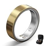 Bryzova Smart Ring | No Subscription, Heart Rate & Blood Oxygen Monitoring, Sleep & Women’s Health Tracking, AI Health Advisor, IP68 Waterproof Fitness Ring for Android & iOS (Gold, 8#)