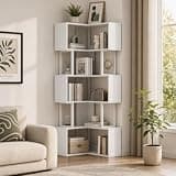Takywep 62.6" L-Shaped Corner Bookshelf, 6-Tier Tall Corner Shelf Bookcase for Living Room Bedroom Office