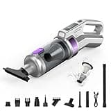 CapyBud Handheld Vacuum Cordless, 20000PA Car Vacuum Cleaner with Blower, 6000mAh Air Duster & Pump, 3-Gear Adjustable Blower with LED Light and Multi-Nozzles for Car Home Office Pet, Silver Purple